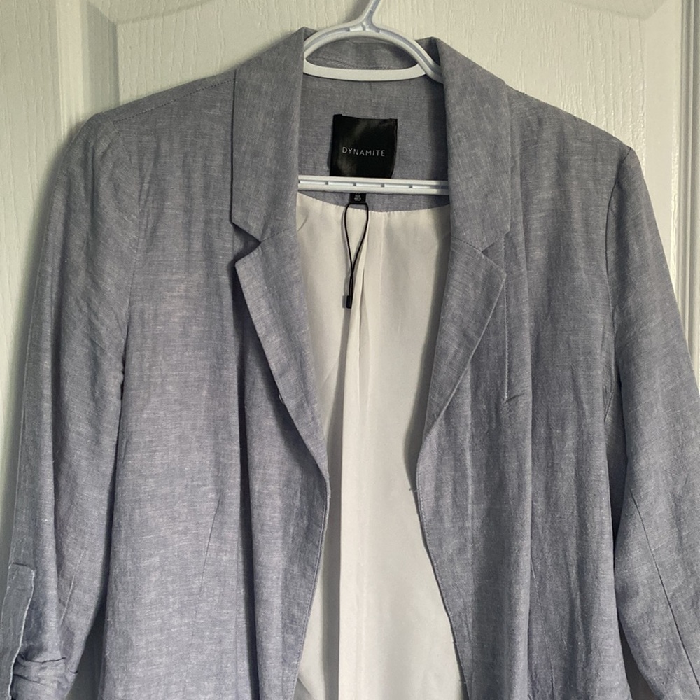 Dynamite Blue Linen Blazer - Picture 3 of 5